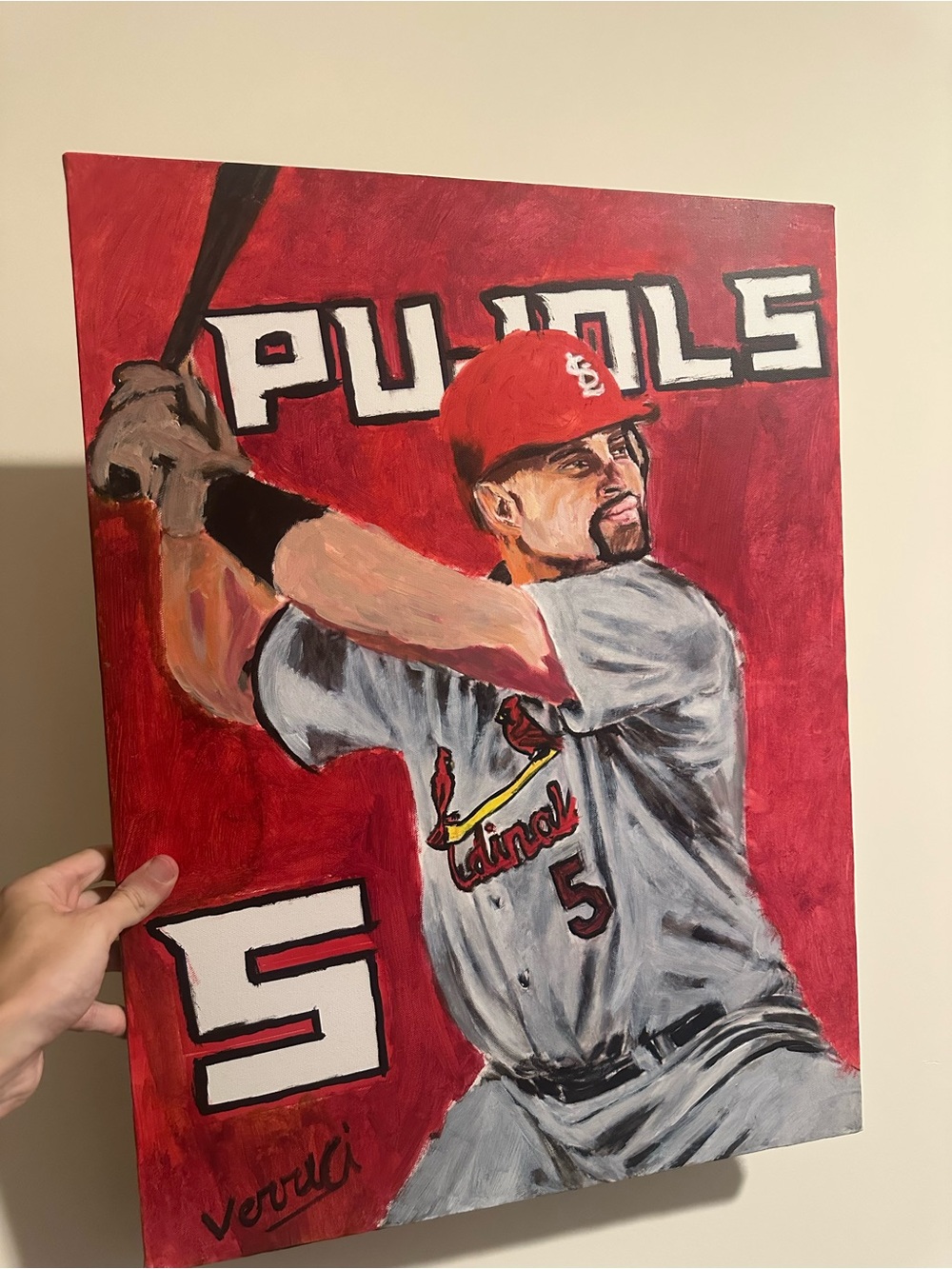 Albert Pujols Baseball painting signed by artist 24x18